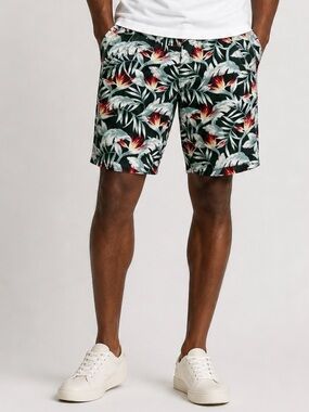 American Eagle Active Flex Floral‎ Cotton Blend Flat Front Chino Shorts Size 30